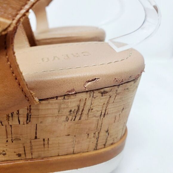 Crevo Sandals Womens 11 Vana Wedge Heel Platform Brown Leather Ankle Strap Shoes - Picture 7 of 15